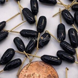 7 Cuentas colgantes de vidrio vintage en forma de hoja naranja, 27mm X15mmCuentas de vidrio de Murano veneciano en caja de diseño elegante Embalaje - Product Image 4