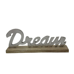 Escultura decorativa de aluminio elax con base rectangular de madera, decoración de mesa y sala de estar de color plateado, níquel áspero - Product Image 4