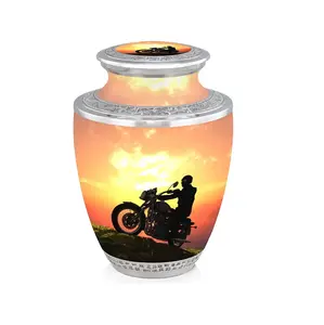 Urne funéraire élégante en laiton blanc nacré pour cendres humaines, artisanale - Product Image 5