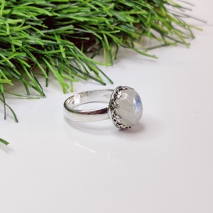 แหวนเงินมูนสโตนดีไซน์เนอร์แหวนเงินน้ำหนักเบาแหวนเงินราคาไม่แพง - Product Image 4