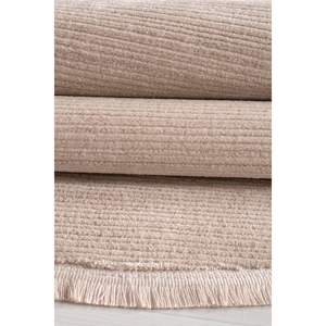 Alfombra redonda tejida moderna de poliéster duradero Comfort Leo 2973 Juego de alfombras con flecos rectos Color crema hecho a máquina - Product Image 3
