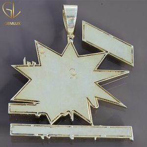 Fábrica al por mayor Bling corte redondo Moissanite diamante 925 Plata esmalte letra Hiphop colgante para hombres - Product Image 3