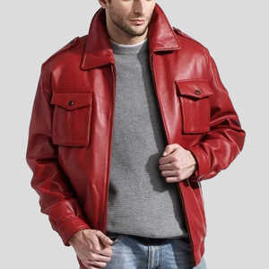 Chaqueta de cuero de invierno para hombre de diseño superior 100% de alta calidad con cuello levantado forro de piel manga completa personalizable precio razonable - Product Image 1