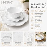 Lot de Vaisselle en Céramique en Gros, Prix Usine, Assiettes et Bols en Porcelaine Blanche Festonnée avec Perles pour Restaurants