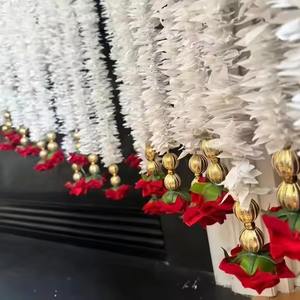 มาลัยดอกกุหลาบกำมะหยี่ยาว4ฟุตสำหรับตกแต่งฉากหลังดอกไม้ประดับลูกปัดสีทองประดับบ้านแบบอินเดียดั้งเดิม - Product Image 4