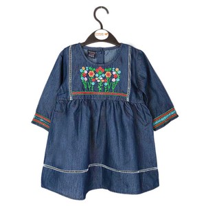 Robe en jean brodée pour filles - Bleu foncé - Product Image 1