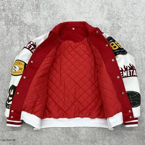 Veste pour homme varsity Logo personnalisé Manches en cuir Broderie Noir Couple Collège Baseball Veste pour homme Veste de baseball noire - Product Image 4