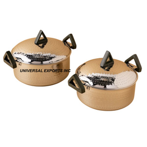 Double Wall Gold Finished Hotpot Superior Quality Handmade Casserole High Quality Designer New Metal <b>Food</b> <b>Warmer</b> - Product Image 2