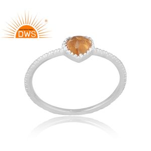 แหวนเงินแท้ 925 ดีไซน์ใหม่ ประดับพลอยซิทรินธรรมชาติ งานแฮนด์เมด ผลิตในอินเดีย - Product Image 4