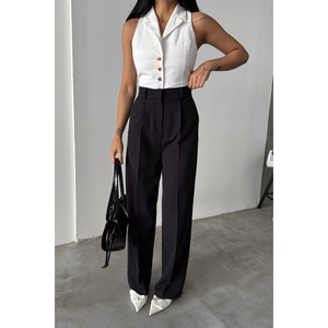 กางเกง PALAZZO สำหรับผู้หญิง กางเกงขายาวสีดำ - Product Image 2