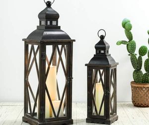 Linterna moderna de portavelas de metal con diseño de marco natural para adiciones decorativas para el hogar para todos los días y Navidad - Product Image 3