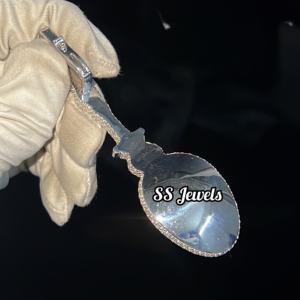 Colgante de Lujo Chamchi Spoon con Diamantes Cultivados en Laboratorio, Estilo Hip Hop Personalizado, Plata de Ley con Baño de Rodio, Bling, 40g, de Moda - Product Image 2