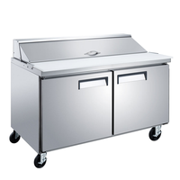 Réfrigérateur-congélateur de comptoir à double porte pour salades, pizzas, méga-bar, sandwichs, table de préparation