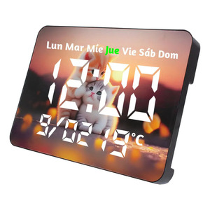 Horloge murale numérique pour les amoureux des chats, affichage de la température, décoration de salon - Couleurs assorties - Product Image 2
