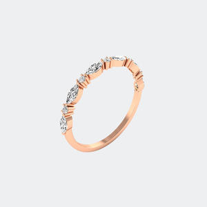 Bague minimaliste en forme de marquise et de rondes, sertie de diamants, bijoux délicats, élégants, à porter au quotidien, cadeau pour femme - Product Image 2