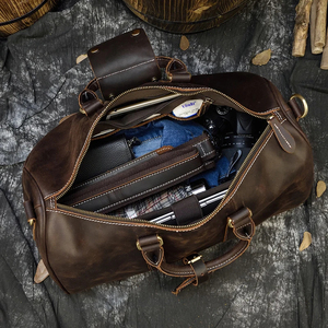 Genuine Leather Weekender Duffel Bag with Zipper Closure for Travel and Everyday Use - Product Image 3