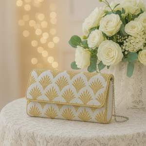 MS Handicraft Certified Tropical Floral <b>Glass</b> Beaded Clutch Customized Shape Color Mexican Fiesta Purse Crossbody <b>Chain</b> Model - Product Image 1