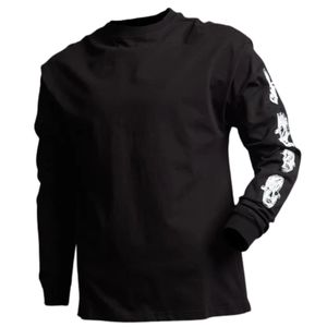 Camiseta de Manga Larga para Hombre y Mujer con Estampado Gráfico de Calavera, Negra, de Algodón, Estilo Casual Urbano - Product Image 1