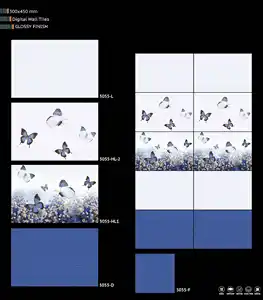 Badezimmer 3D digital verglaste 300x450mm Wandfliesen Blau Weiß Farb kombination mit bester Design kollektion
