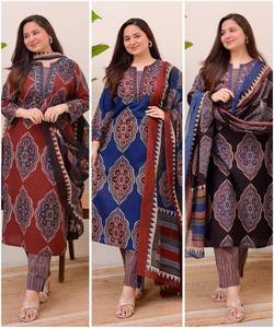 ÚLTIMO ESTAMPADO DIGITAL DE ALGODÓN CON TRABAJO DE SECUENCIA FONDO SUPERIOR CON DUPATTA ROPA CASUAL PRECIO AL POR MAYOR ROPA ÉTNICA - Product Image 2