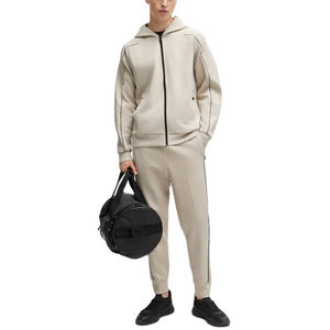 Personalizado hombres 450 GSM cremallera sudaderas 100% algodón manga térmica Casual sólido patrón deportes sudadera hombro caído cremallera sudaderas con capucha - Product Image 5