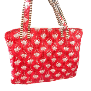 Crimson Bloom Quilted Tote Bag - Bold & Sustainable Everyday <b>Handbag</b> - Product Image 1