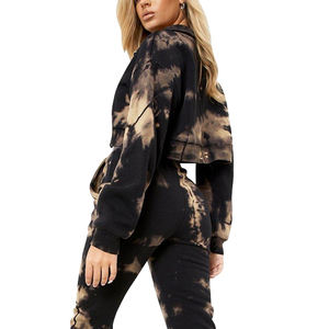 Ensemble de survêtement pour femme délavé à l'acide, streetwear vintage, broderie usée, sweat-shirt et pantalon de survêtement en molleton pour femme - Product Image 2