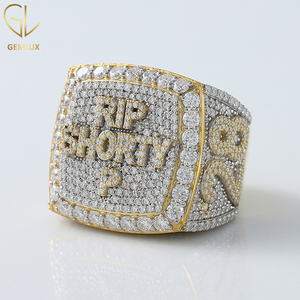 Popular Design Round Brilliant Cut Lab Grown <b>Diamond</b> Square Design Customized Letter Men's Hip Hop Ring - Product Image 6