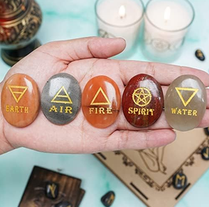 Tourmaline đen năm yếu tố biểu tượng khắc tinh thể đá đặt để chữa bệnh và Thiền siêu hình - Product Image 1