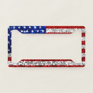 Marco para Matrícula con Diseño de la Bandera Estadounidense, con Estrellas y Franjas, con Efecto de Brillo - Product Image 1