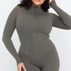 Veste de yoga pour femme, nouvelle mode personnalisée, extensible dans les 4 sens, réversible, respirante, compression, grande taille, ajustée, pour la salle de sport - Product Image 4