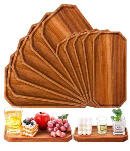 Plateau de service en bois d'acacia 12 pièces pour décor Plateau de service rustique Plateau de charcuterie rectangulaire Assiette à fromage - Product Image 2