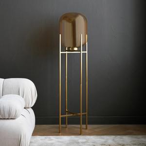 Lampadaire en tissu blanc en forme de champignon pour la décoration intérieure de salon de luxe moderne, élégant, support doré LED pour la maison et le bureau - Product Image 1