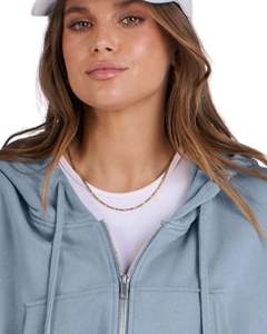 Sudadera con Capucha Corta para Mujer, Azul, Corte Holgado, Manga Larga, con Cordón, Informal, para Uso Diario - Product Image 4