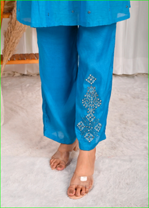 ชุดเซ็ต Saaj Sheesh Mahal Muh Chanderi สีน้ำเงิน - Product Image 5