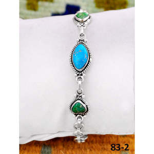 Southwest Handmade Emerald Valley Turquoise <b>Bracelet</b> with White Water Heart Shape Sterling <b>Silver</b> - Product Image 2