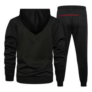 Ensemble de jogging d'entraînement unisexe à manches longues, poids lourd, uni, avec logo personnalisé OEM, fermeture éclair intégrale, vêtements de sport pour la course à pied, fermeture éclair pure - Product Image 4