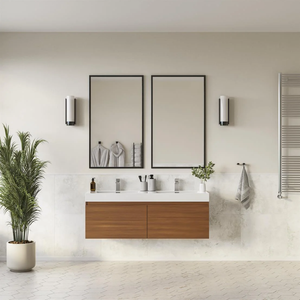 Meubles de salle de bain en bois faits à la main de style moderne et contemporain avec tiroirs, prêts à assembler - Product Image 3