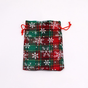 Classique Noël Couleur Vichy Flocon De Neige Cordon Décoration De Noël <span class=keywords><strong>Sac</strong></span> De Pomme - Product Image 3