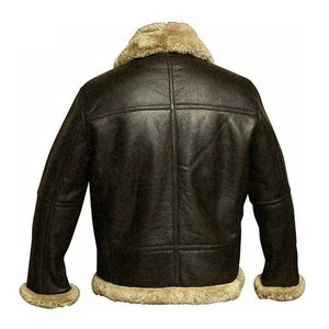 Veste en cuir de mouton Sherpa pour homme sur mesure, résistante, de haute qualité, vêtements décontractés d'hiver avec décoration en fourrure - Product Image 6