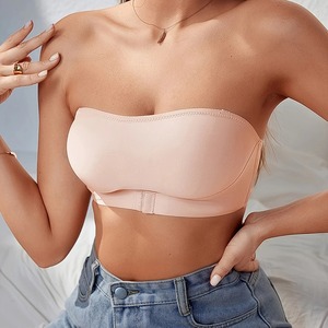 Soutien-gorge grande taille à boucle avant sous-vêtements femmes tout match couleur unie beau dos confortable seins froncés soutiens-gorge respirants - Product Image 4