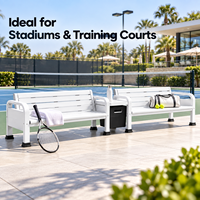 Banc de tennis professionnel en aluminium, design ergonomique, revêtement poudré, résistant aux intempéries, auvent en option, sièges pour sites sportifs