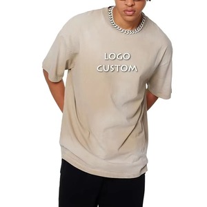 Camiseta con logotipo personalizado para hombre, cuello redondo, alta calidad, lavado con ácido, hombro caído, colores personalizados con estilo, tallas más Personalizadas, Camisetas - Product Image 5