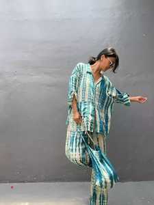 ชุดกิโมโนมัดย้อมด้วยมือ,ชุดเดรสวันหยุดสไตล์ Boho ทรงหลวมพร้อมกระเป๋า - Product Image 4