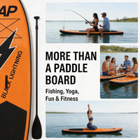 Planche de paddle gonflable pour enfants personnalisée de 12,6 pieds (381 cm), noire, sportive, haute performance, capacité de 180 kg