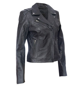 เสื้อโค้ทหนังแกะแท้สำหรับผู้หญิงเสื้อแจ็คเก็ตไบค์เกอร์เข้ารูปสำหรับฤดูหนาว - Product Image 5