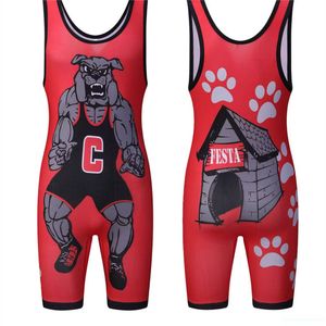 ชุดมวยปล้ำแบบไร้สายรัด ดีไซน์ทันสมัย สีตามสั่ง ปิดด้วยกระดุมแป๊ก ระบายอากาศได้ดี ผลิตจากโพลีเอสเตอร์+สแปนเด็กซ์ พิมพ์ลายด้วยระบบดิจิตอลซับลิเมชั่น - Product Image 1