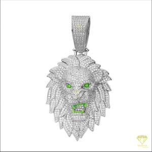 Suministro directo de fábrica Colgante de cabeza de león con diamantes Moissanite para regalos o celebraciones Uso disponible a buen precio - Product Image 3