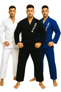 Kimono de Jiu Jitsu Brasileño BJJ Gi Blanco 400gsm Tejido Perla Preencogido de Algodón con Logotipo Bordado Personalizado para Entrenamiento de Artes Marciales - Product Image 5