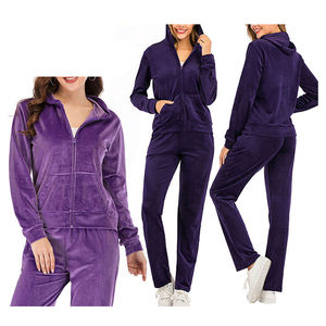 Acheter Respirant Logo Personnalisé Couleur Velours Femmes Survêtement/Velours Survêtement pour Femmes Poids Lourd Survêtement Velours/Velours - Product Image 3